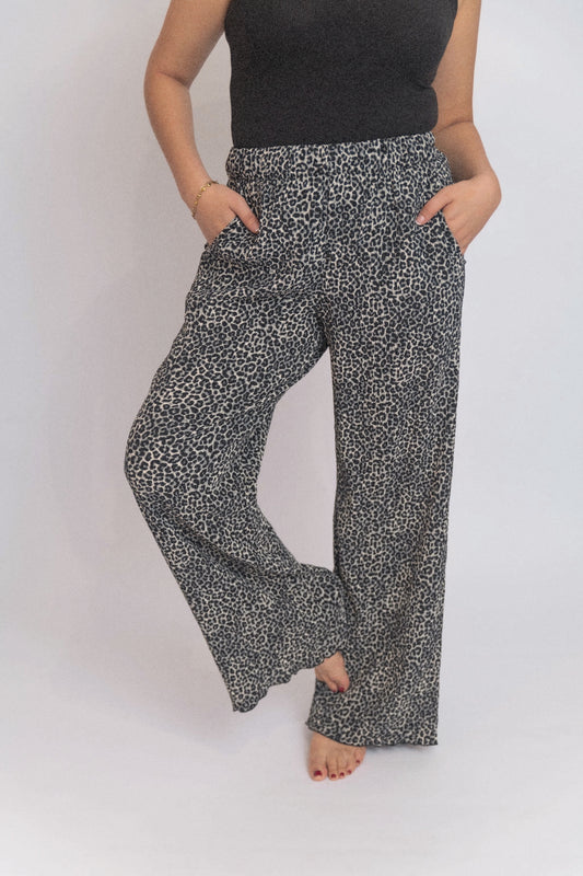 Leopard Print Plisse Pants