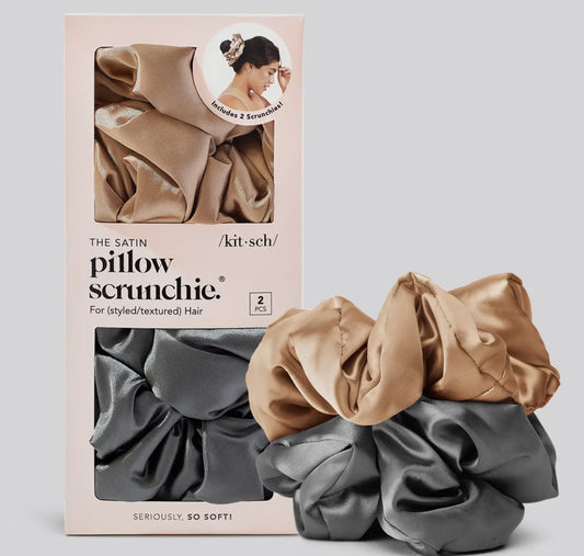 Satin Sleep Pillow Scrunchies- Charcoal/Gold