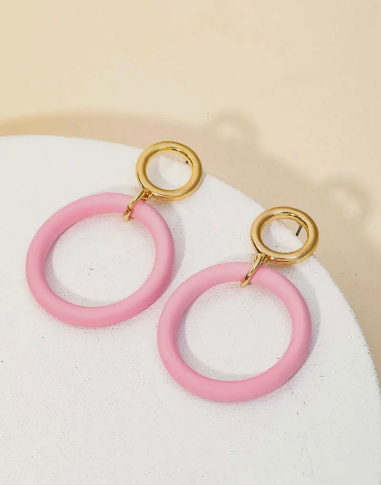 Pink gold ring earrings