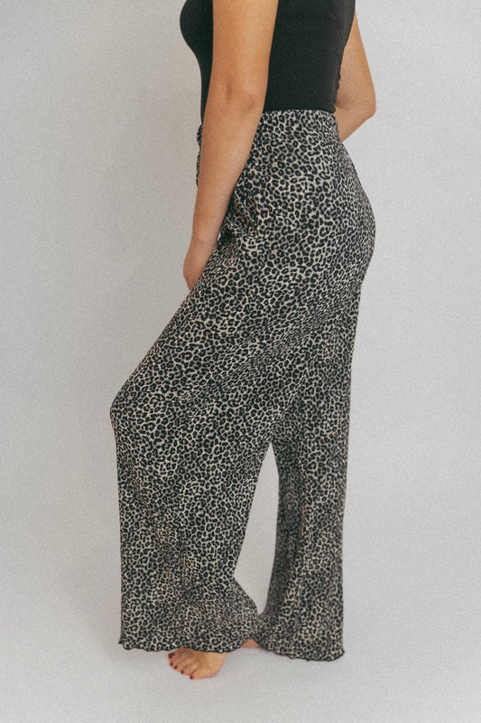 Leopard Print Plisse Pants