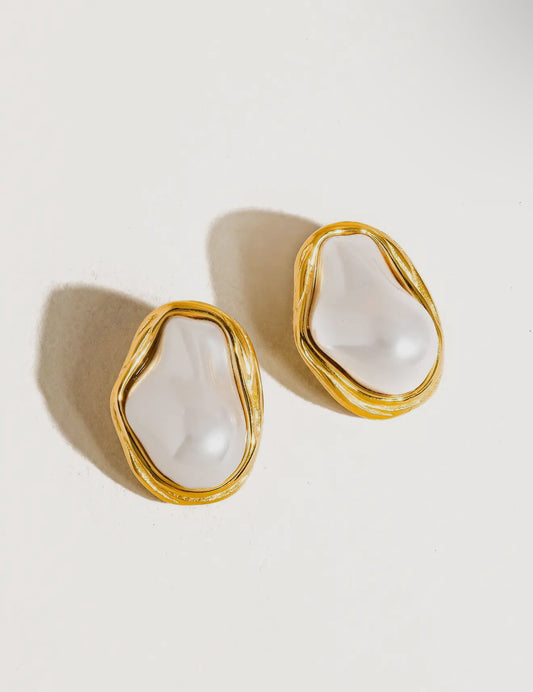 Yasmin Waterproof Pearl Round Earrings