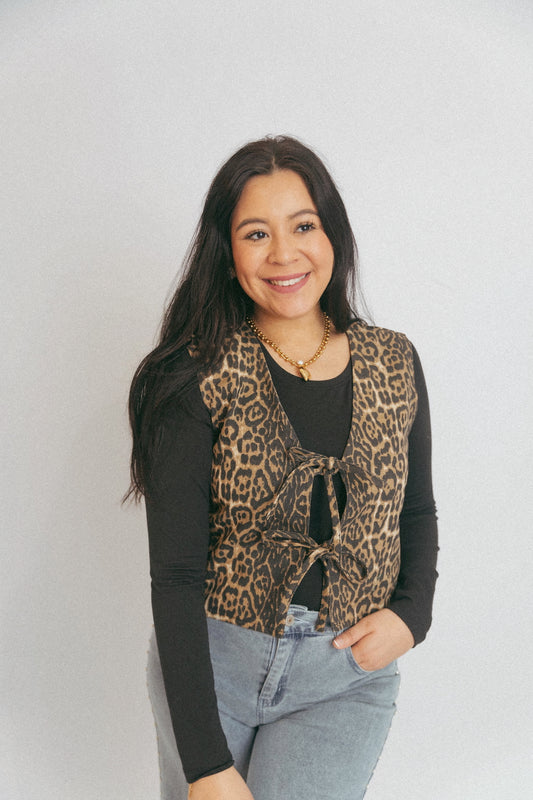 Leopard Denim Vest