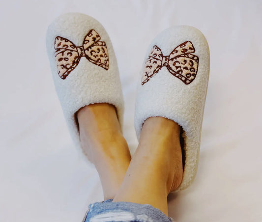 Cheetah bow slippers